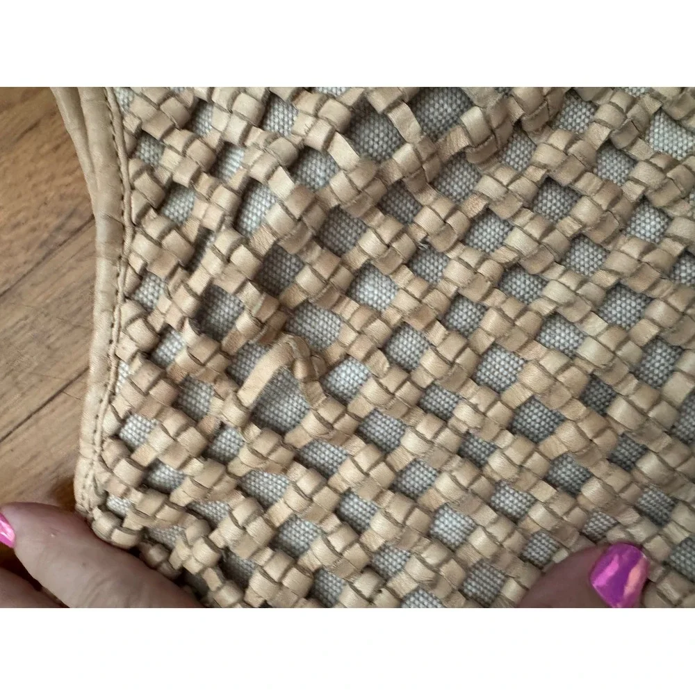 Marta Ponti Portugal Woven Leather Hobo Bag Tan Beige Basketweave Slouchy Tote